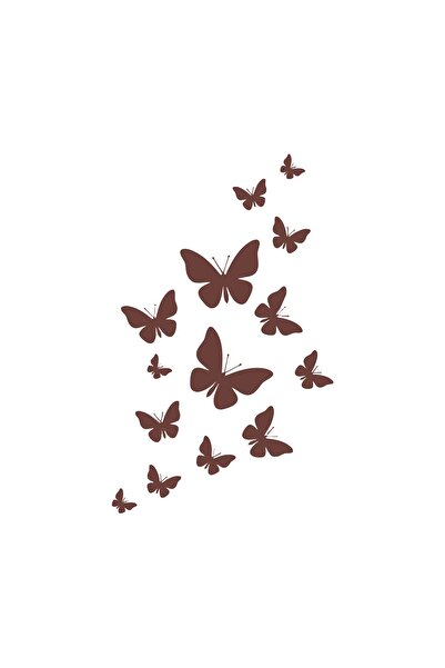 Reysa Tasarım ملصق سيارة الفراشات الطائرة مقاس 17x17 سم بني