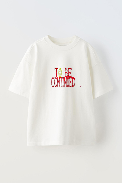 Anetos Tricou Anime To Be Continued Pre cu imprimeu din bumbac alb supradimen...