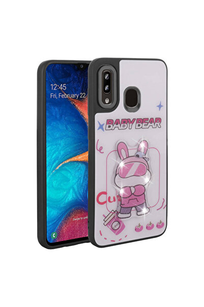 BUTAM BİLİŞİM حافظة هاتف Galaxy A30 من السيليكون مع شكل أيقوني منقوش لامع - أبيض