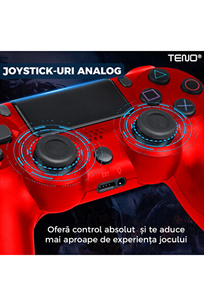 Teno Controller Wireless Pentru Consolă, Compatibil Ps4/Ps5/Xbox/Switch/Pc, Roșu
