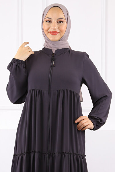 İmajButik Smoked Sleeve Elastic Layered Ferace