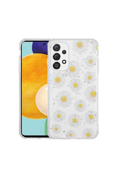 BUTAM BİLİŞİM حافظة هاتف Galaxy A33 5G منقوشة باللون الفضي وغطاء لامع لحماية ...