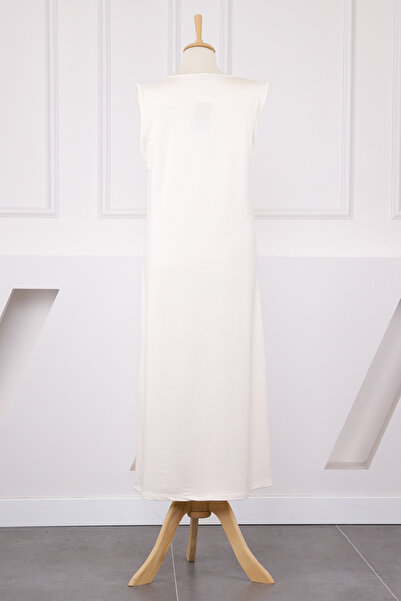 İmajButik Ecru Crew Neck Sleeveless Underwear Dress