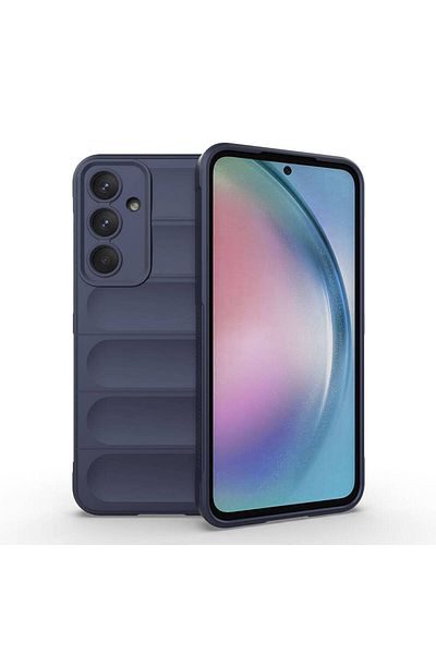 Kılıfist حافظة لهاتف Galaxy A55، غطاء من السيليكون العرقي KLFS مع تصميم سطح خلفي مرن من مادة TPU - أزرق داكن