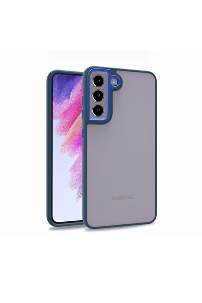 BUTAM BİLİŞİM حافظة فلورا متوافقة مع هاتف جالاكسي S21 FE - أزرق