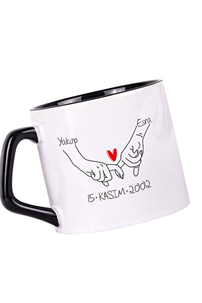 Bizon Reklam Special Name Date Printed Mug Cup for Lovers & Spouses