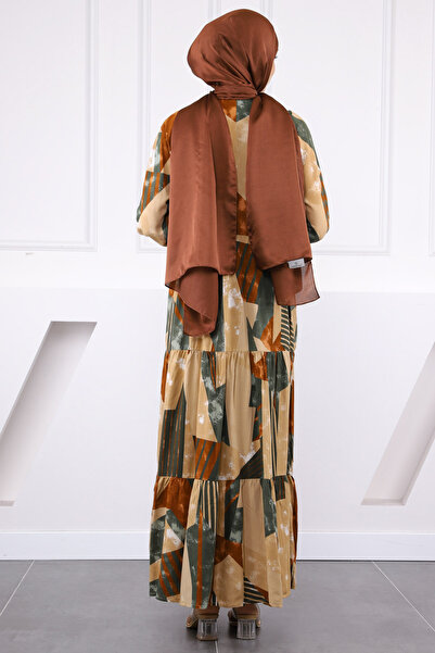 İmajButik Φόρεμα με μισό κουμπί βιζόν