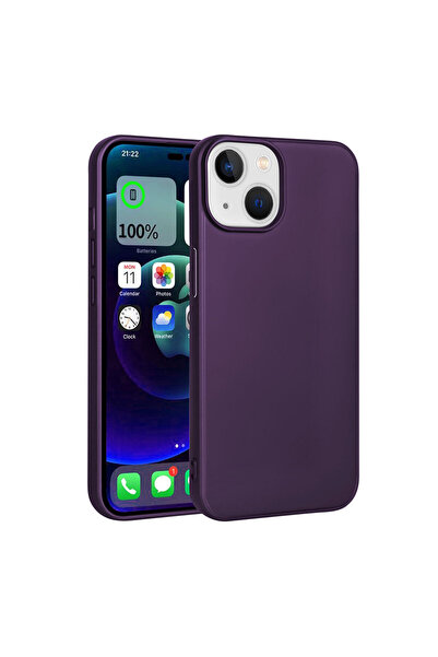 BUTAM BİLİŞİM حافظة سيليكون متوافقة مع هاتف iPhone 15 - أرجواني غامق