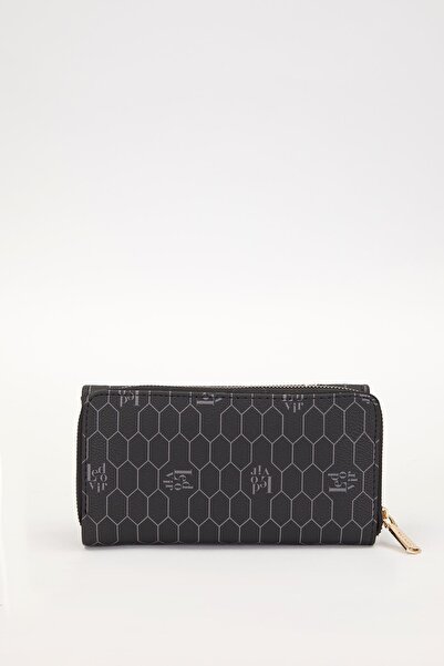 Levidor Black Zipper Detail Women's Wallet 910038