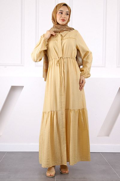 İmajButik Φόρεμα με δαντέλα με δέσιμο μέσης βιζόν