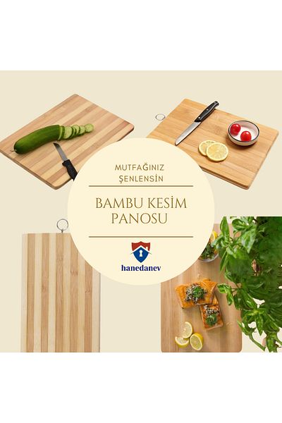 Hanedanev Bamboo Cutting Board 28X38X1,8 cm Rectangular Bamboo Wooden Cutting Board