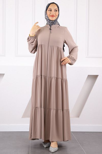 İmajButik Μπεζ μανίκι ελαστικό πτυχωτό Ferace
