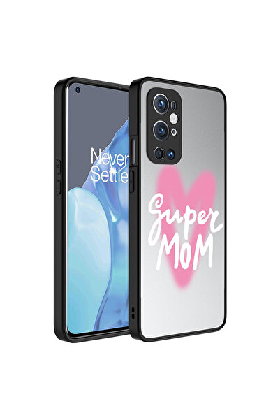 BUTAM BİLİŞİM One Plus 9 Pro Case Mirrored Patterned Glossy Mirror Cover with Camera Protection - Super Mom