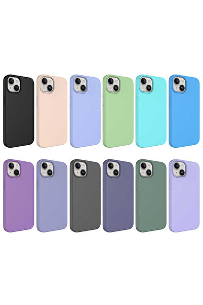 BUTAM BİLİŞİM iPhone 14 Compatible Liquid Technology Erasable Hard Kiwi Case-Black