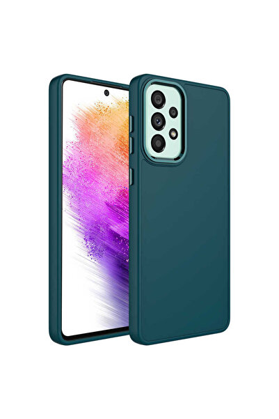 BUTAM BİLİŞİM Galaxy A52 Case Silicone Luna Cover with Metal Frame and Push B...