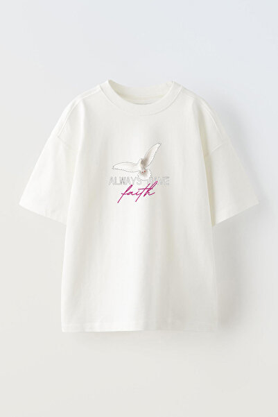 Anetos Tricou Faith Motivational Front cu imprimeu Cotton White supradimensionat