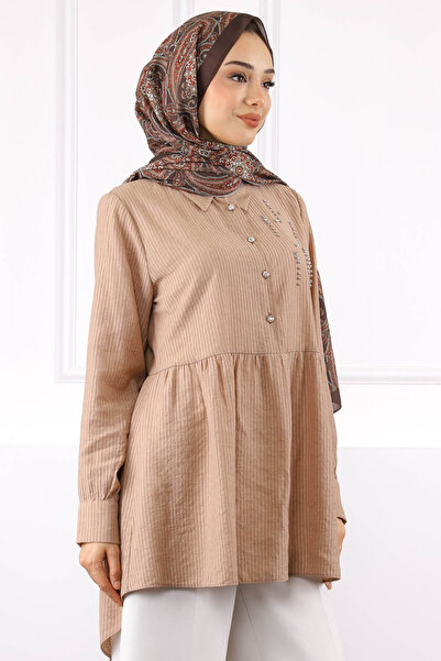 İmajButik Λεπτομερές τουνίκ με πέτρα βιζόν