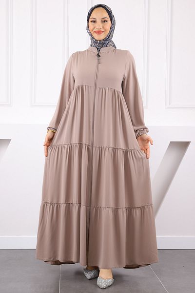 İmajButik Μπεζ μανίκι ελαστικό πτυχωτό Ferace