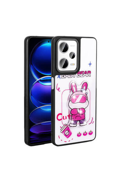 BUTAM BİLİŞİM حافظة Redmi Note 12 Pro Plus 5G غطاء سيليكون منقوش بتصميم أيقوني منقوش - أبيض