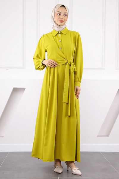 İmajButik Φόρεμα Linda με πράσινο λάδι