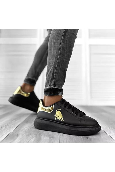 dehaine Adidasi pentru barbati, casual, cu imprimeu brodat, FCL805, negru
