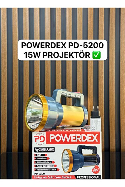 powerdex Pd-5200 Profesyonel Şarjlı 15w 2000 Lümen 5000mAh Batarya Güçlü Güne...