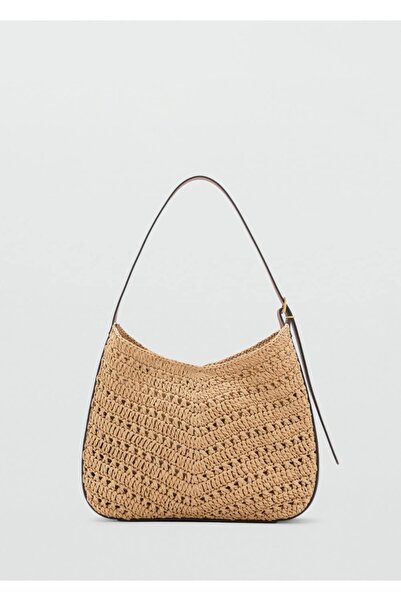 MANGO Woman Doğal lifli omuz çantası