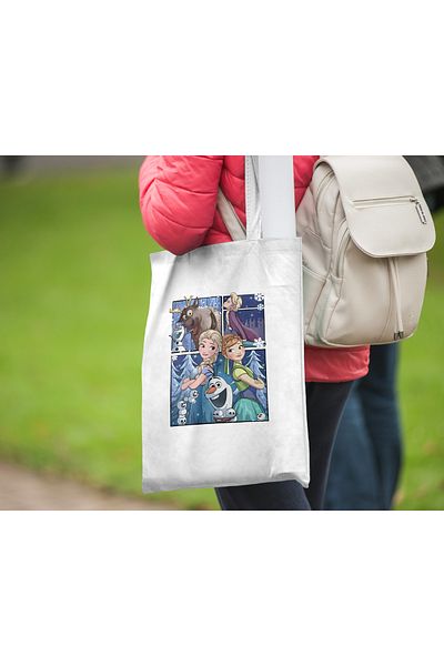 Akumastik Elsa Anna Frozen Cloth Bag 35X40Cm - with Badge Gift
