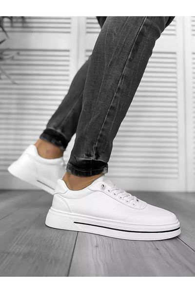 dehaine Men's casual sneakers with embroidered print, 1665, white