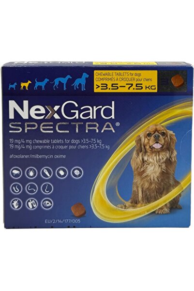 NEXGARD أقراص سبيكترا للمضغ للكلاب الصغيرة (3.5 كجم - 7.5 كجم)