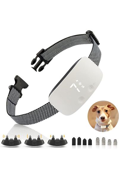 ZEQAS Rechargeable 3-Mode 7-Level Adjustable Anti-Bark Electric Collar, White