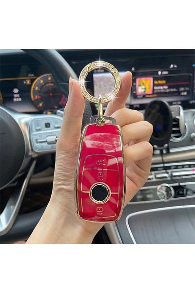 OEM Premium protective cover for car key, Elegance Luxury Cover Key, Red, compatible with Mercedes Benz
