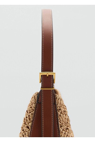 MANGO Woman Doğal lifli omuz çantası