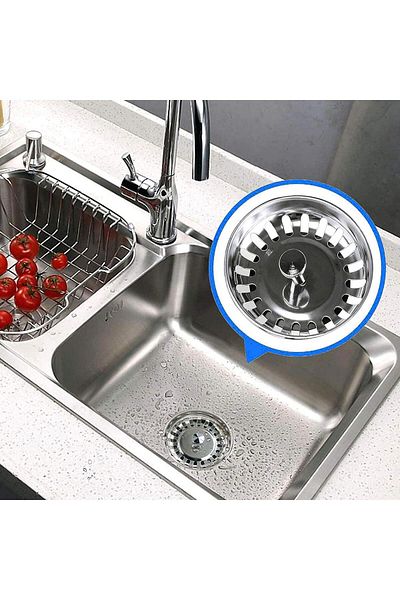 OEM Sink strainer, Stainless steel/Rubber, 79.3 mm, Silver