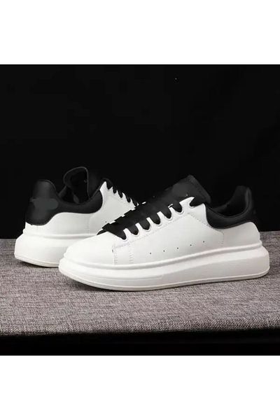 dehaine Adidasi pentru barbati, casual, alb cu sireturi negre, B03