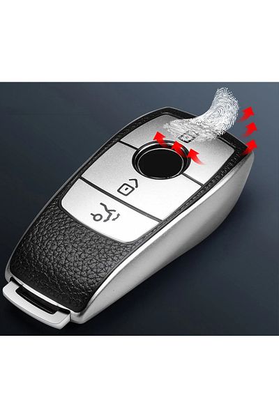 OEM Silver key case with leather inserts for Mercedes W177 W205 W213 W222 G63 X167 A C E S G GLS Class