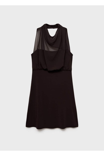 MANGO Woman Drape Yaka Balon Elbise