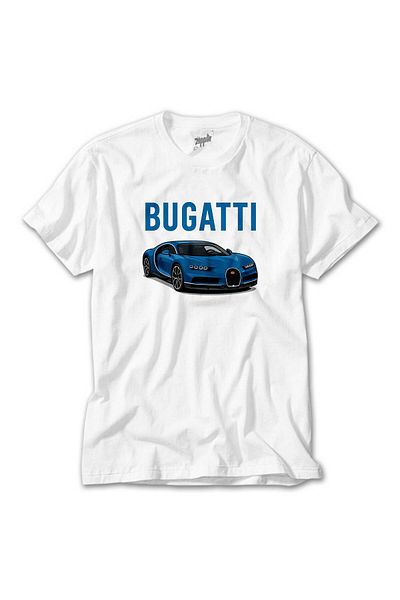 CrowsGate Bugati Blue Sport Car White T-Shirt