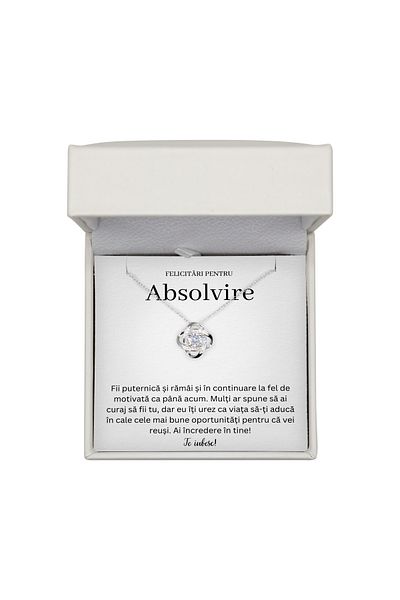 The Jewel Heart Colier Cadou de Absolvire – Argint 925 Rodiat, Cu Mesaj Emoționant și Cutie LED