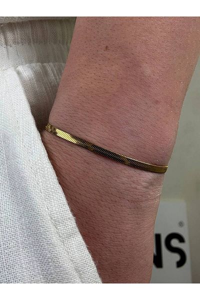 Arvens Gold Men's Chain Bracelet Women's Stainless Steel Color Does Not Fade Unisex Tarnish Steel Bracelet