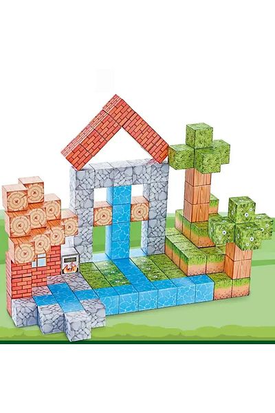 Picodino Blocuri magnetice constructie 3D tip Minecraft, 2cm - 119 piese
