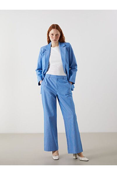 LC Waikiki Lcw Vision Blue Standard Fit Linen Look Women's Pants