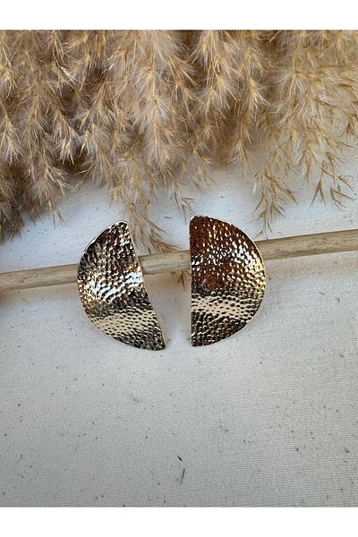 nidistore Gold Color Half Moon Shape Serrated Earrings