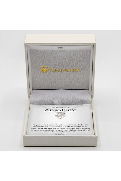 The Jewel Heart Colier Cadou de Absolvire – Argint 925 Rodiat, Cu Mesaj Emoționant și Cutie LED