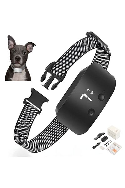 ZEQAS Rechargeable Electric Anti-Bark Collar 3Modes 7Levels Adjustable, Black