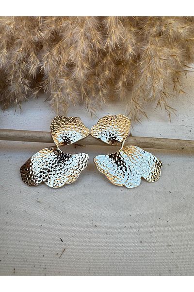 nidistore Gold Color Twisted Serrated Earrings