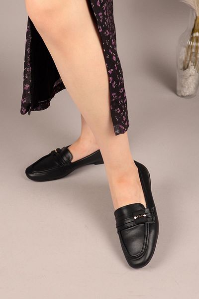 Birikon Riva Square Buckle Loafer Black