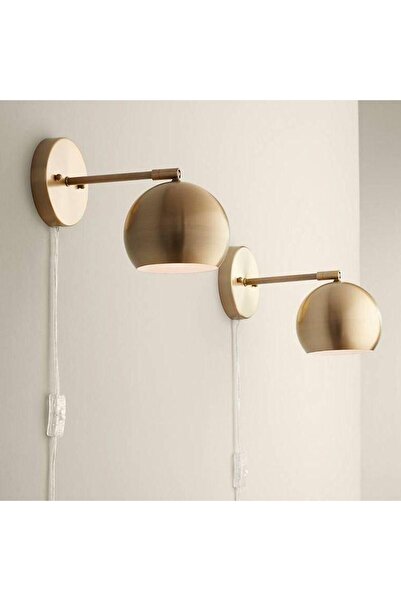 SerenityHaven Retro Eskitme Kaplama Ledli Metal Mafsallı Kablolu Fişli Dekoratif Rustik Aplik Günışığı Ampullü