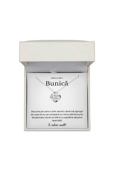 The Jewel Heart Colier Emoționant pentru Bunică – Argint 925 Rodiat, Cadou Cu Cutie Premium