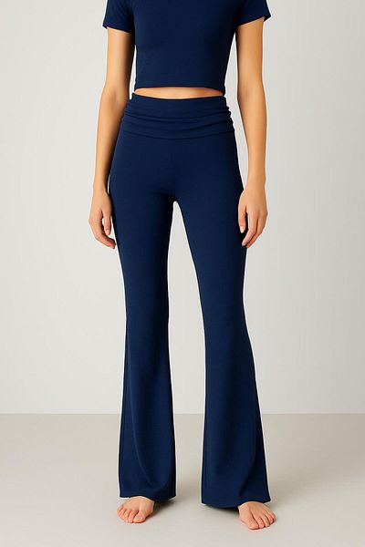 Artış Spanish Leg Folded Waist Jersey Stretchy Viscose Flared Pants